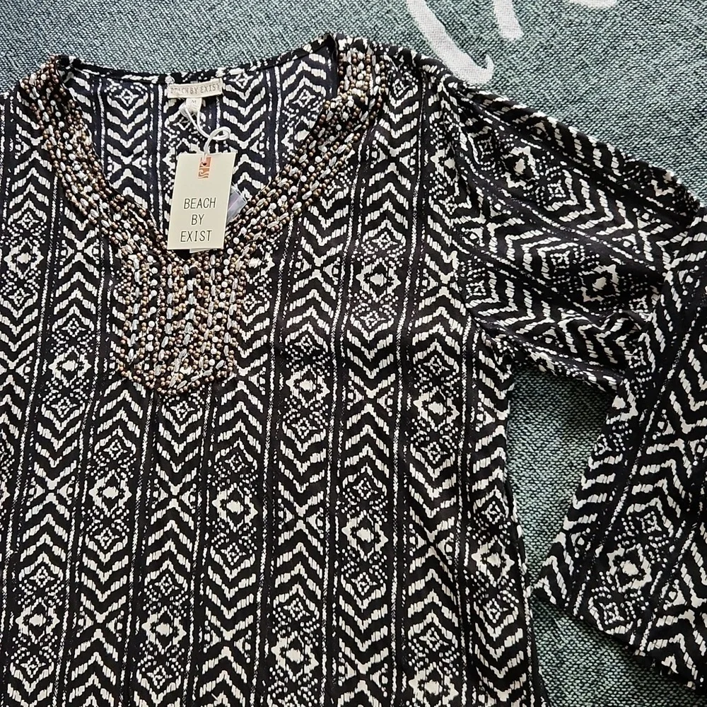 Beach Cover up or just beautiful shirt Bohemian beach Tunic beaded